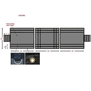 Trucking Flatbed Vinyl Tarp Heavy Duty 18oz 3 Piece Lumber Tarp (4' Drop)