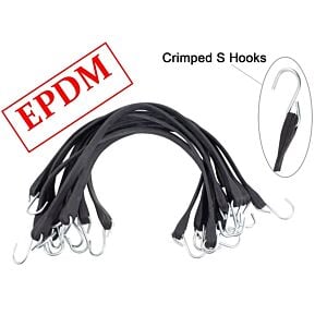 EPDM Tarp Bungee Straps w/ Crimped Hooks - 50 Pack